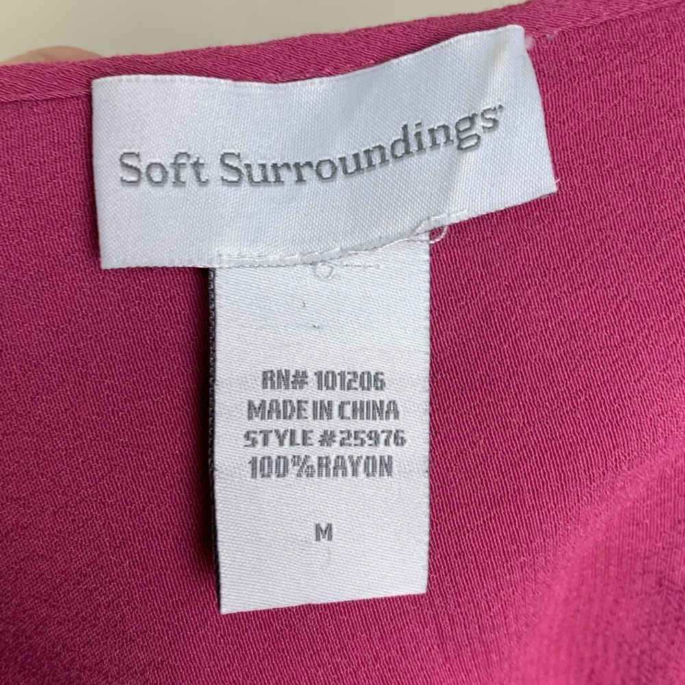 Soft Surroundings Raspberry Pink Roll Tab 3/4 Sle… - image 5